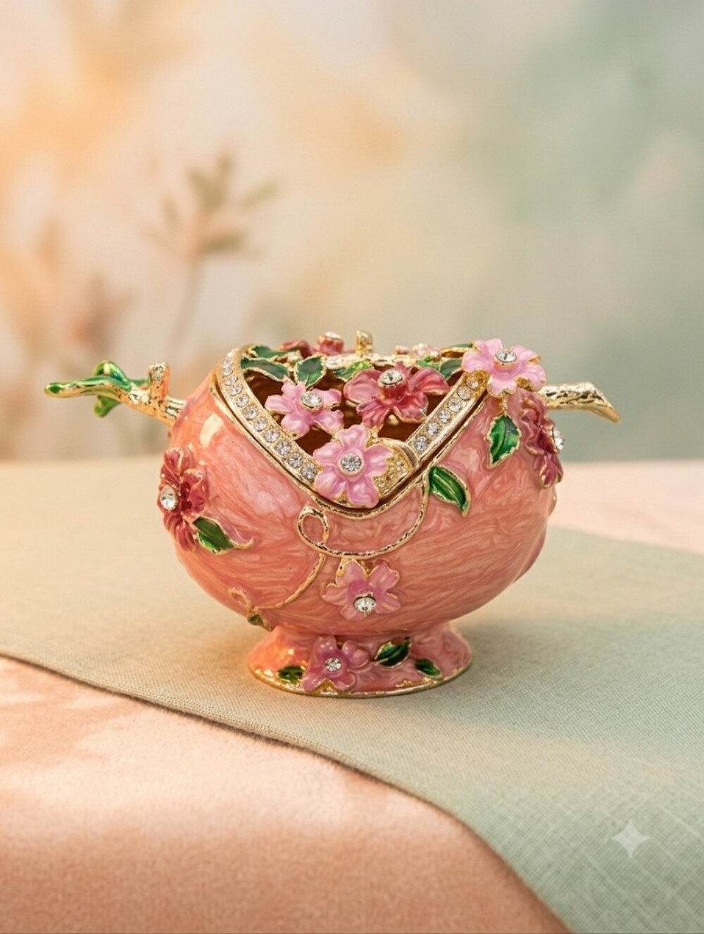 Elegant Pink and Gold Jewelry Box